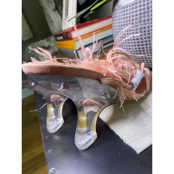 Jeffrey Campbell Flirt-Alot Feather Sandal Peach Clear Women's Size 8 - Picture 11 of 12